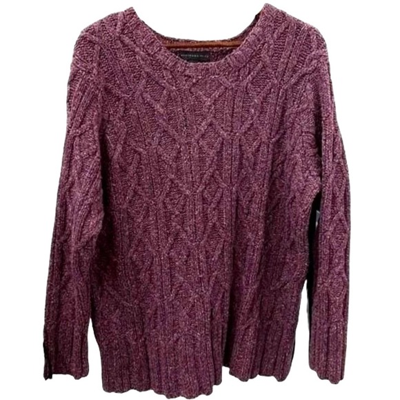 Cozy Purple Chunky Cotton Blend Spring Beach Sweater - Picture 1 of 8